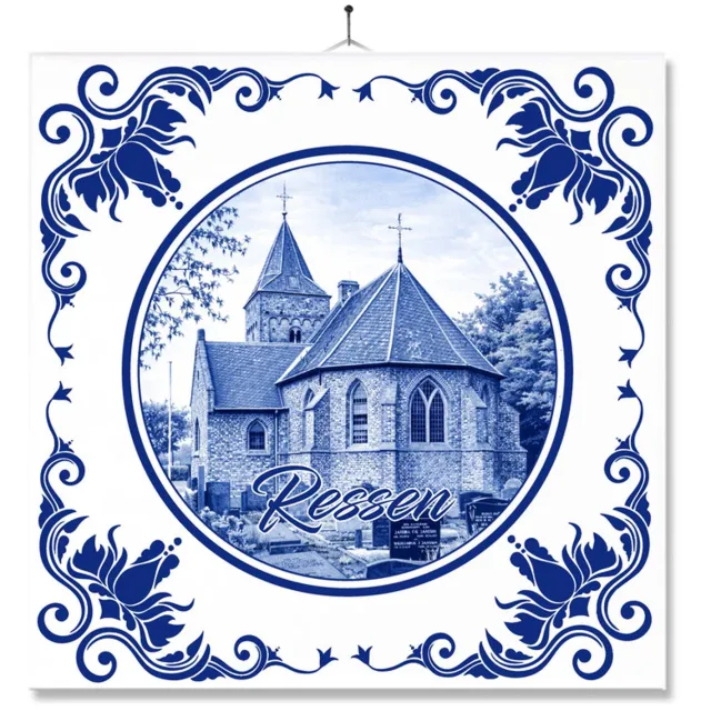 MC Living Tegel Met Opdruk | Ressen | Delft Blauw | Cadeau | Inclusief Geschenkdoos | Standaard | Ophangsysteem Ontwerp 1