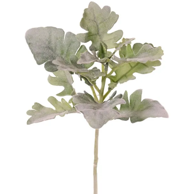Top Art Zilverkruiskruid Dusty Miller met 14 geflockte bladeren 4... groen