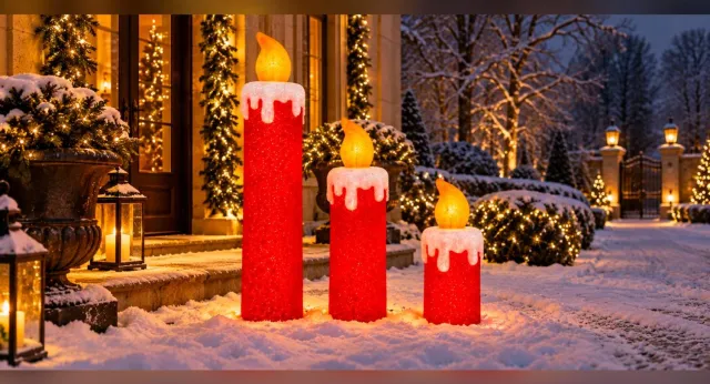Fameilleur LED Kaarsen Set 3-Delig - 100, 70 & 50 cm - Ø 20 cm - 250 LED - Vlameffect - Warm Wit & Koud Wit - Robuust Acryl - Binnen en Buiten - IP44 - 5 m Kabel - Grote Kerstkaarsen Verlichting voor Tuin, Entree, Etalage & Woonkamer - Kerstdecoratie