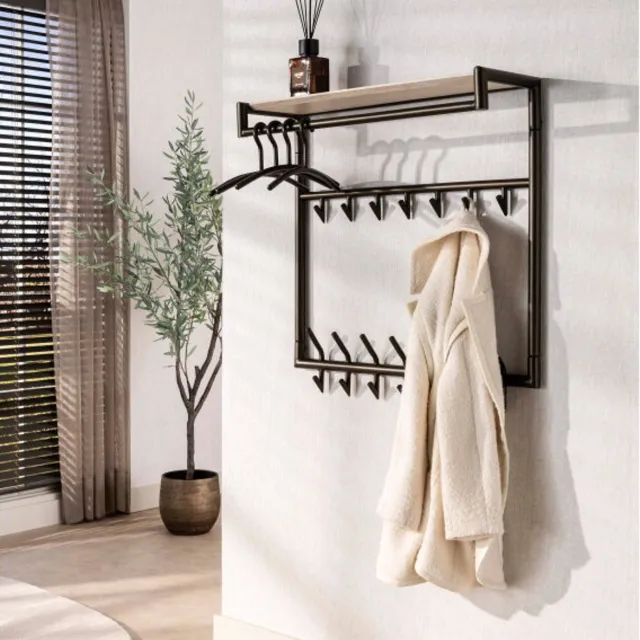Meubelplaats Kapstok Terra hoog roede-hoedenplank - Melamine travertine Naturel