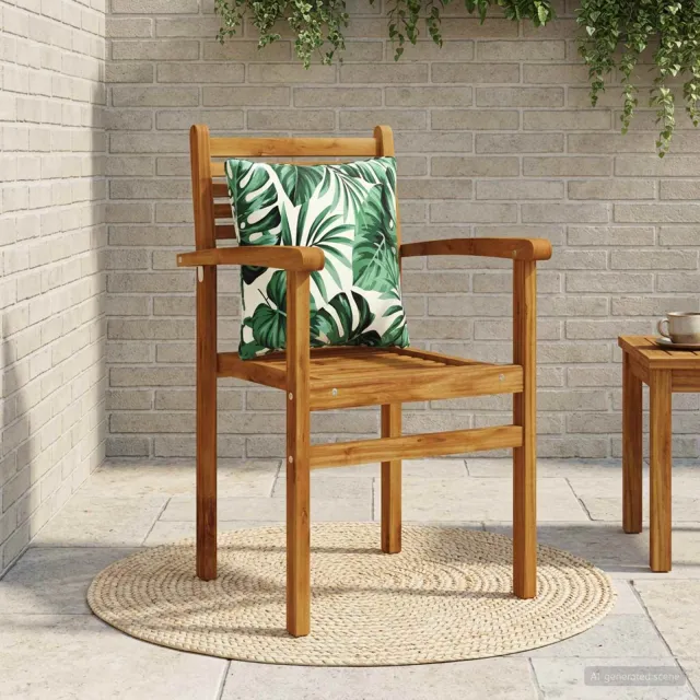 vidaXL Rugkussen PUTTEN 100% Polyester Bladpatroon 40 x 40 x 15 cm Groen