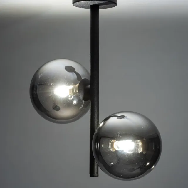 Licht Erlebnisse Licht-Erlebnisse - Mieke - Plafonnière - G9 - van - Metaal glas - in - Zwart grafiet Zwart|grafiet