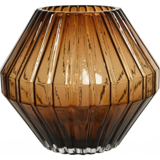 maxifleur Kunstplanten Vaas Diamant - Glas - Bruin - 23 x 20 x 23 cm (BxHxD)