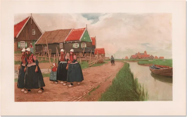 Henri Cassiers Chromolithografie (Steendruk) van Marken - ca. 1930 Multicolor