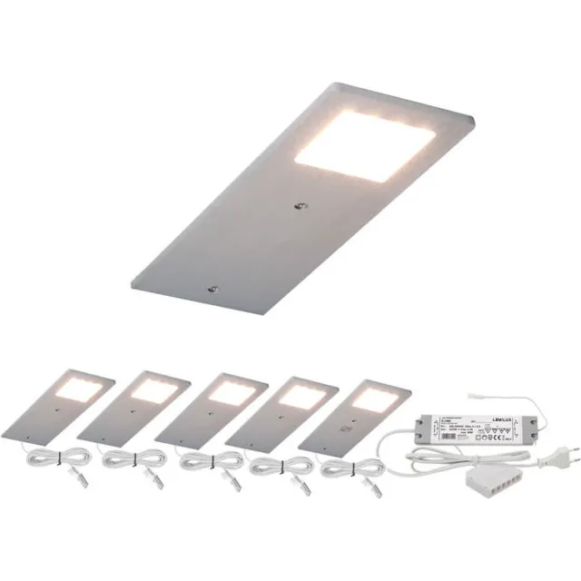 AVA set van 5 stuks dimbare keukenkastverlichting Zilver