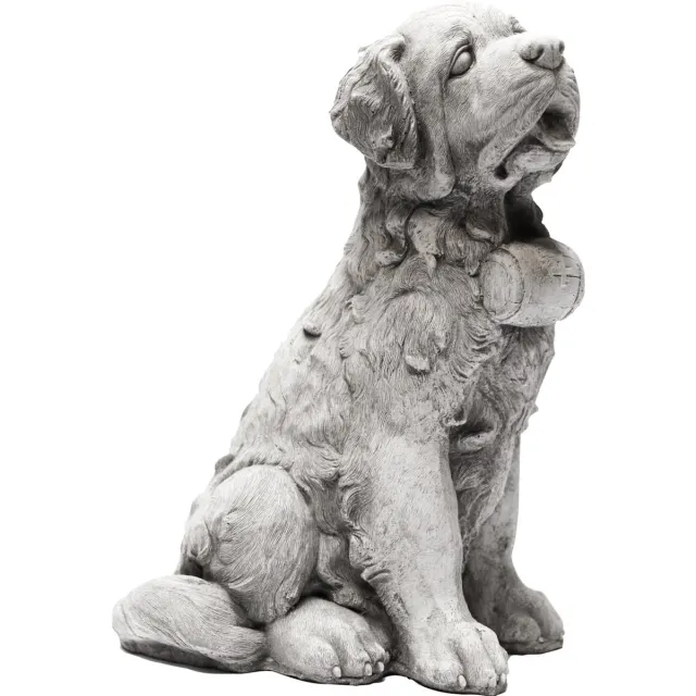 Tuindecoratie Ritzen Tuinbeeld St Bernard hond (Wit/ Gepattineerd) Wit /Gepattineerd