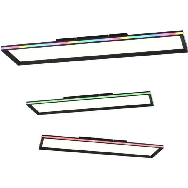 JUST LIGHT LED plafondlamp Plafondlamp Woonkamerlamp Daglichtlamp Eetkamerlamp, wit kunststof, dimbare afstandsbediening CCT RGB memory, 43W 2300Lm 2700-5000K, L 100 cm Zwart