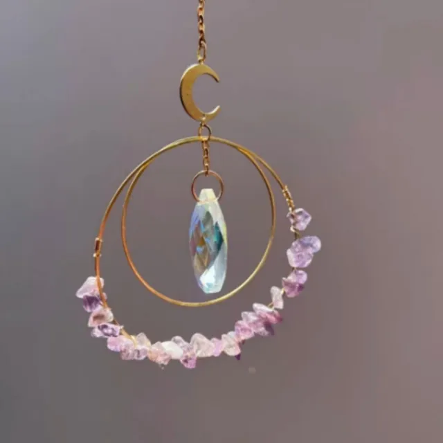 Wondersathome Suncatcher Gemstone Amethyst - Kristal Zonnevanger - Raamdecoratie - Amethyst - Amethist - Edelsteen - Spiritueel - Boho - Bohemian Paars