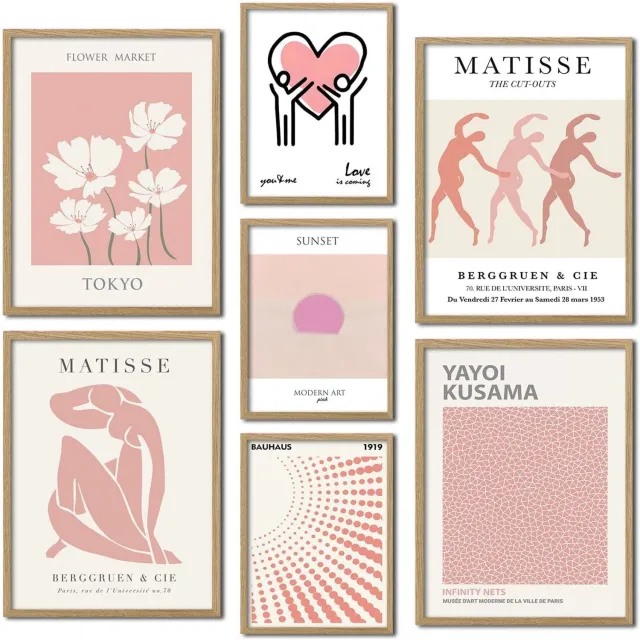 Art Deco Abstract Poster Set 7 Roze - Moderne Wanddecoratie