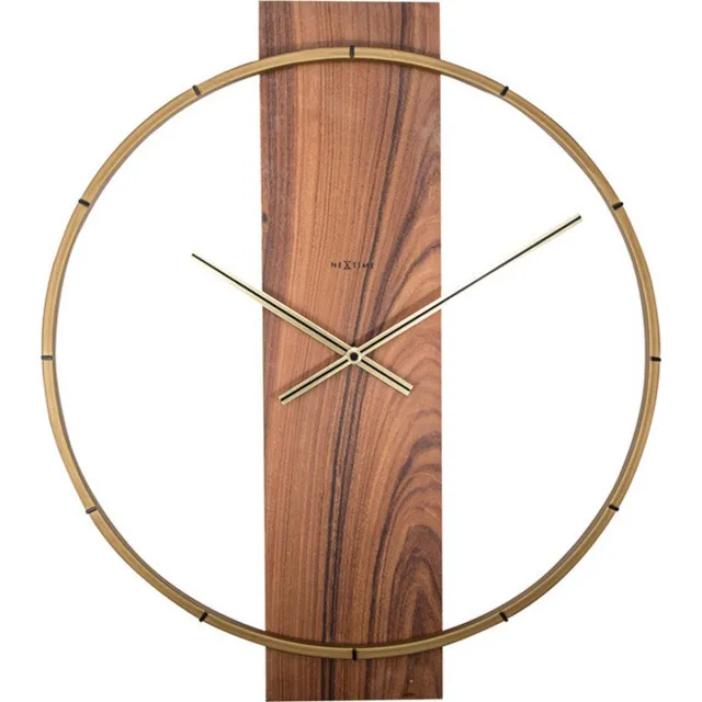 NeXtime NE-3195BR Wandklok 50.8x58.2x4.3, Hout/Steel, Bruin