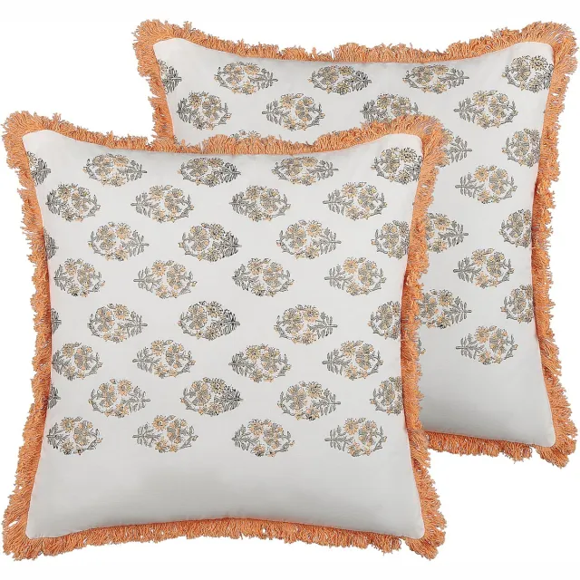 Beliani SATIVUS - Sierkussen set van 2 - Wit - 45 x 45 cm - Katoen