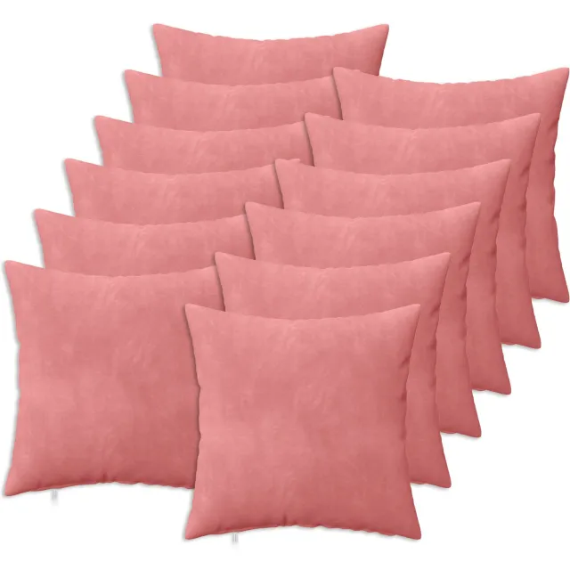 vidaXL Plaid kussen 12 st HEERLEN Roze 40 x 40 cm fluweel