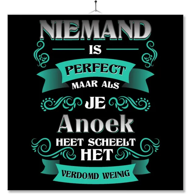 MC Living Tegel Met Opdruk | Kado | Cadeau | Niemand Is Perfect Maar Als Je Anoek Heet Scheelt Het Verdomd Weinig Multi-Color