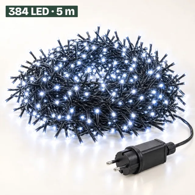 Levano Kerstboomverlichting 384 LED 4,9 m Wit - Kerstverlichting Binnen en Buiten - Clusterverlichting - Kerstlampjes - Kerstboom Lampjes - Kerstversiering - Kerstlichtjes - Treecluster - Sfeerverlichting - LED Lichtsnoer - Timer - IP44
