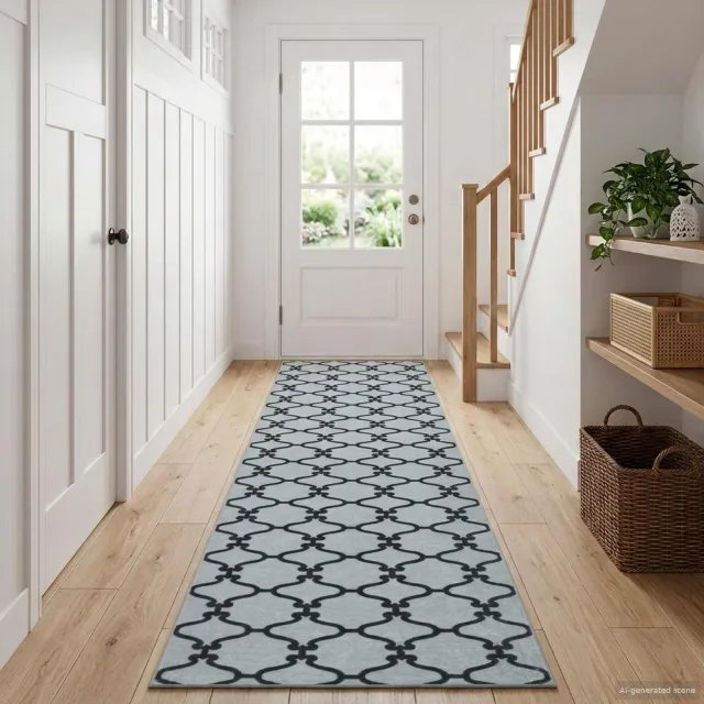 vidaXL Vloerkleedloper ORIZ 1150 gsm Zwart gaaspatroon, foto 2