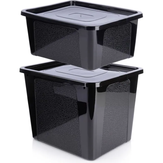 vilde Opbergbox 20 / 30 l 2 stuks - Opbergdoos - Opslag Container Zwart