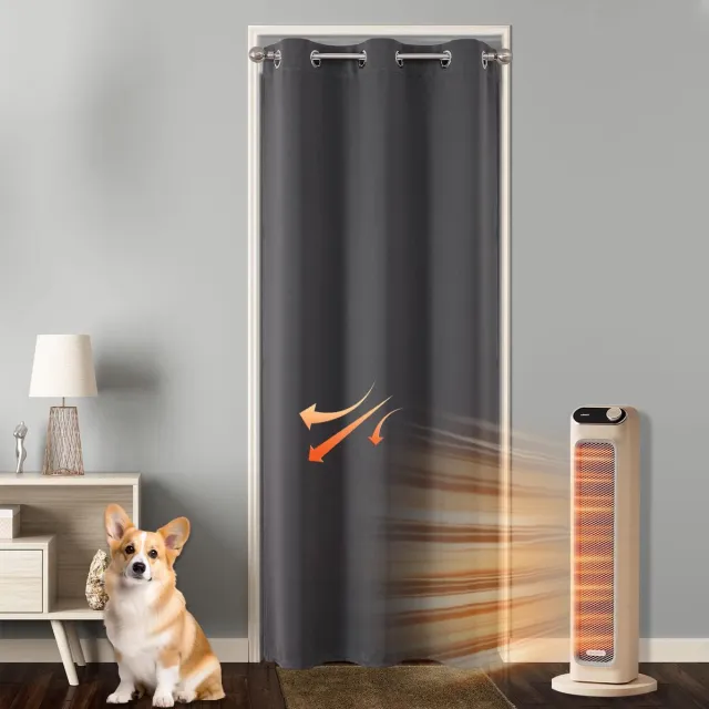 My Ninki ® Verduisterend Deurgordijn met Thermische Bescherming en Geluidsisolatie, Ideaal voor Slaapkamer en Woonkamer zwart