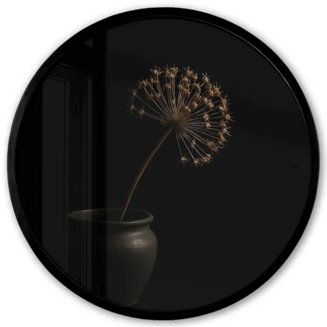 FrameYourWall Poster in lijst Rond - Fotolijst 40x40 cm - Posters - Bol - Gedroogd - Vaas - Zwart - Ronde posterlijst zwart - Decoratie - Wanddecoratie woonkamer - Muurdecoratie slaapkamer