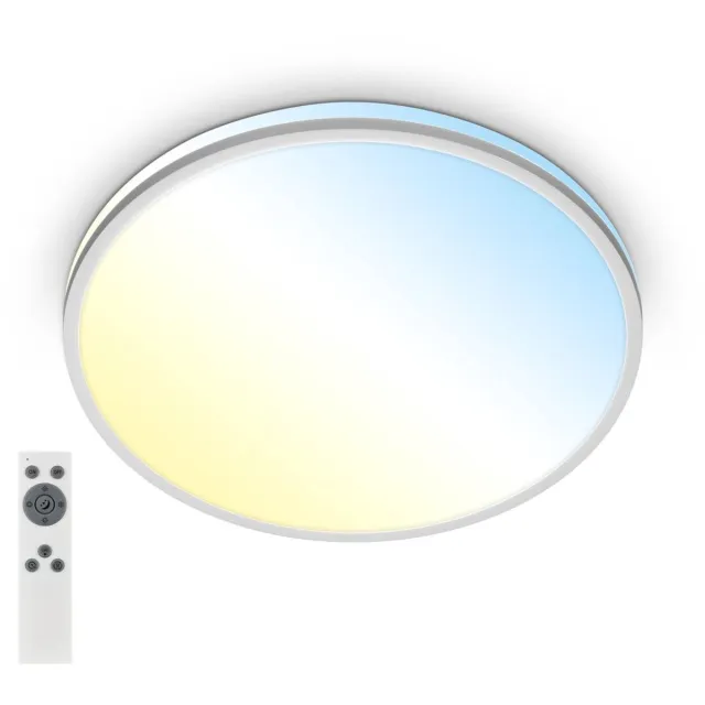 B.K.Licht Briloner Pulup - LED plafondlamp - 3821014 - Dimbaar - Afstandsbediening - Timer - Nachtlamp functie - CCT kleurtemperatuur regeling - Ø33 x 6 cm - Mat chroom