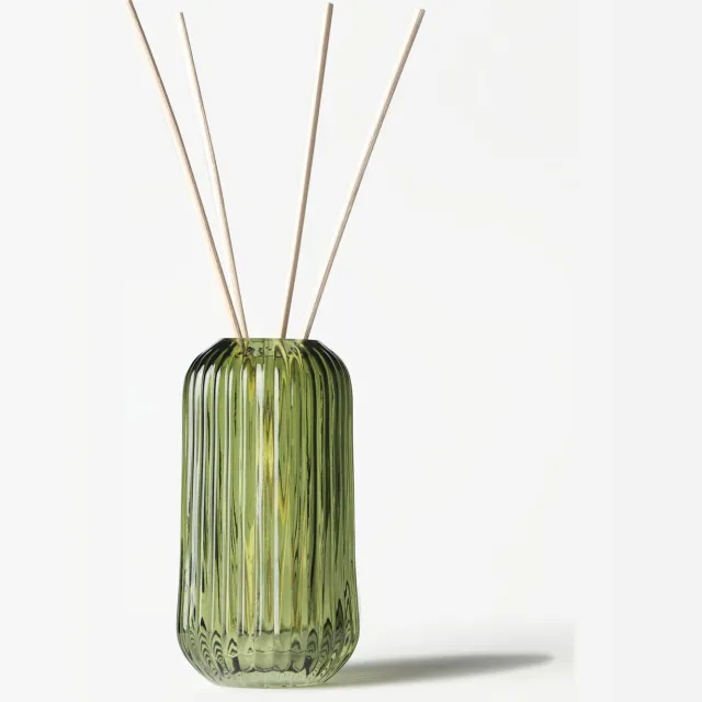 HEMA Vaas ⌀8.4x10cm Bink glas ribbel groen (groen)