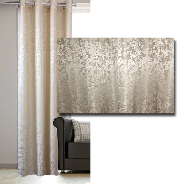 JEMIDI Decoratief gordijn kant en klaar - 140 x 245 cm - 1 stuk niet-transparant gordijn afgewerkt met glans en textuur - Champagne