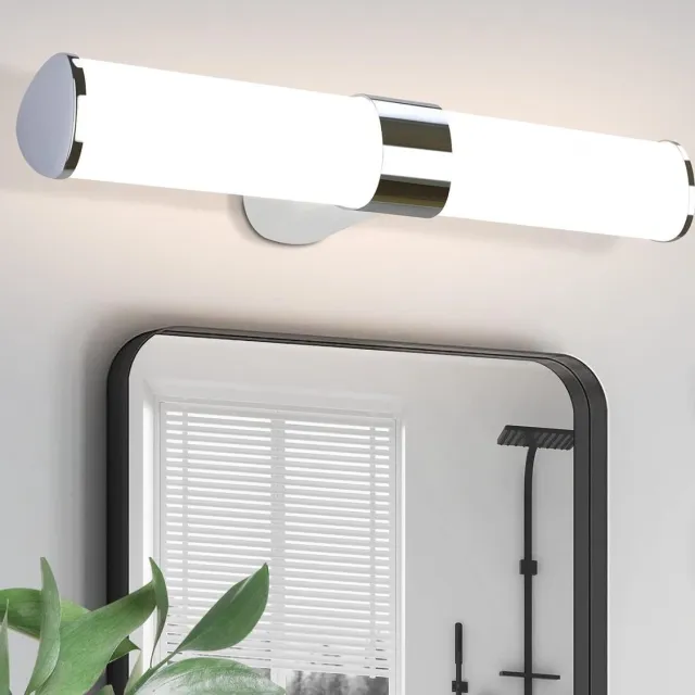 NETTLIFE LED Spiegellamp - 8W - chroom badkamerlamp - 4000K neutraal wit - Spiegelverlichting 40CM - IP44 wandlamp - modern - voor kelder | keuken | badkamermeubel