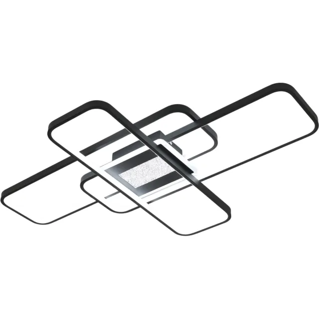 UFTA Plafondlamp - LED Plafondverlichting dimbaar met App & Afstandsbediening - 3 Kleuren 56W - Vierkant Modern - Zwarte frame