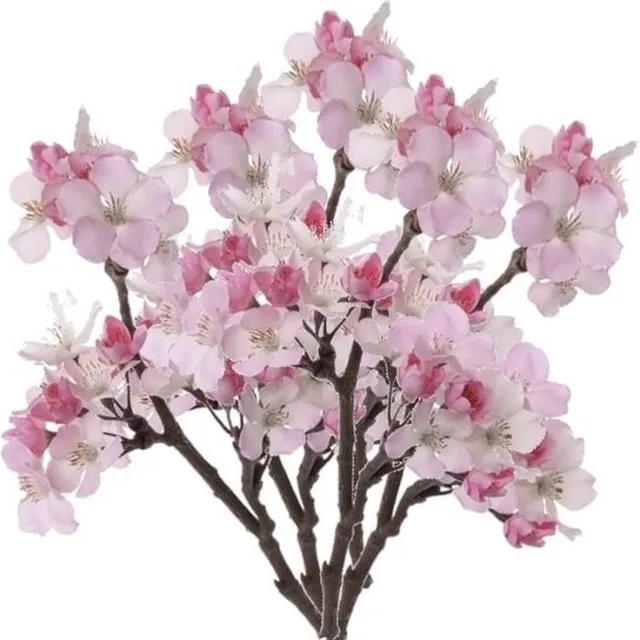 Bellatio Flowers & Plants Roze appelbloesem kunstbloem/tak met 17 bloemetjes 36 cm - Set van 5x stuks - Nepbloemen - Kunstbloemen