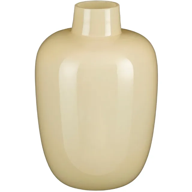 Mica Decorations Bloemenvaas Macon - crème wit - glas - D25 x H36 cm - smalle hals Beige/Geel