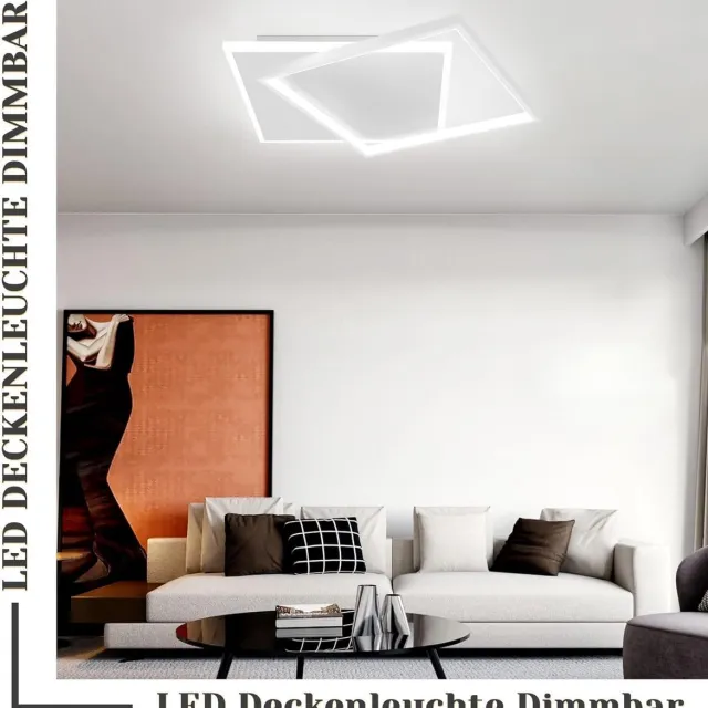 NETTLIFE LED Plafondlamp - vierkant - wit - Dimbaar 3000-6500K - 44W Woonkamerlamp - modern slaapkamerlamp met afstandsbediening - voor kantoor | keuken | eetkamer - 44 * 40CM