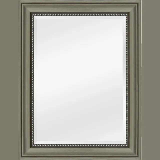 Barokspiegel® Made in Italy Landelijke rustieke spiegel Nino Taupe met zilveren kraal