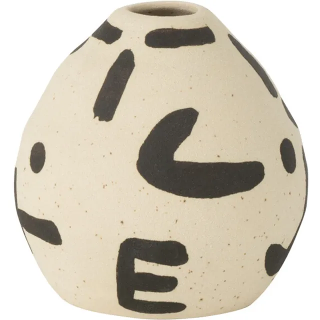 J-Line vaas Kira Rond - keramiek - wit/zwart - small - Ø 10 cm Multi