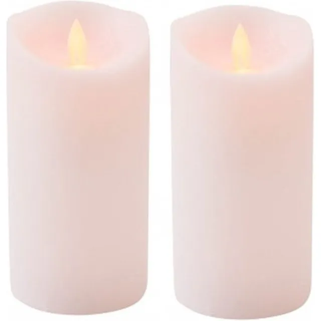 Anna's Collection Led kaars/stompkaars - 2x - lichtroze - H15 x D7,5 cm - wax - bewegende vlam