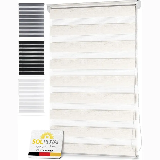 Sol Royal DL2 – Rolgordijn Lichtdoorlatend 85x150 cm Linnen – Duo Rolgordijn zonder Boren – Klembevestiging