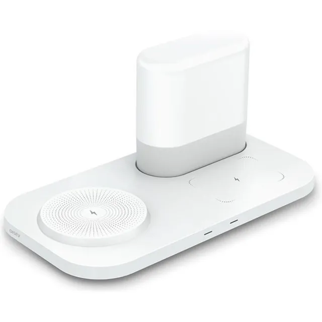 DISEV Bureaulampen - Bureaulamp LED - Leeslamp - Bedlamp - Touch Control - Dimbaar - Wit en Warm Lichtnachtlamp - Leeslampje voor Boek - Draadloze Oplader - Dimbaar - Draadloos opladen