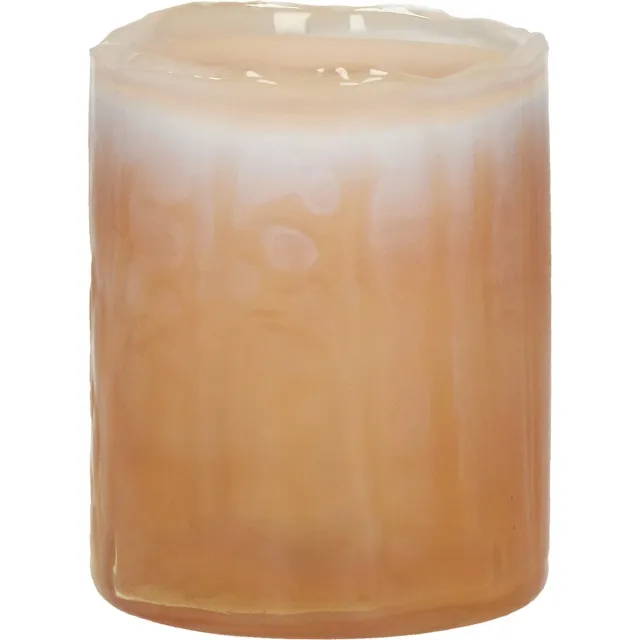 Pomax Theelicht / waxinelichtjeshouder / windlicht - Oranje / wit / roze / transparant - ø 7,5 x 9 cm hoog.