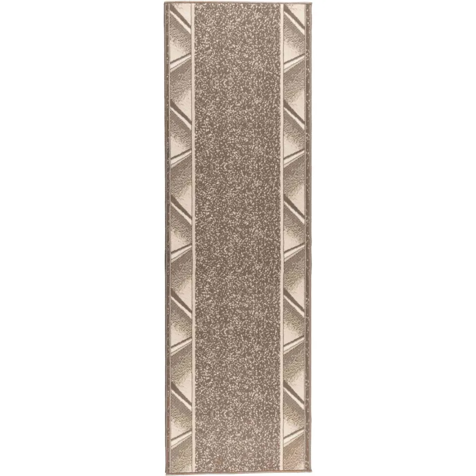 vidaXL Tapijtloper FLORNES Geweven Taupe Zigzag 80 x 300 cm PP 7 mm