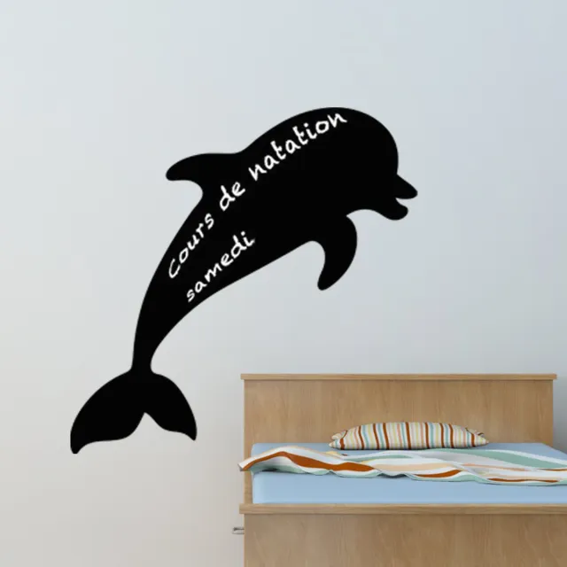 Ambiance Sticker Schoolbordsticker - uitwisbare zelfklevende muurstickers - Dolfijn silhouet - 40x40cm Multi color
