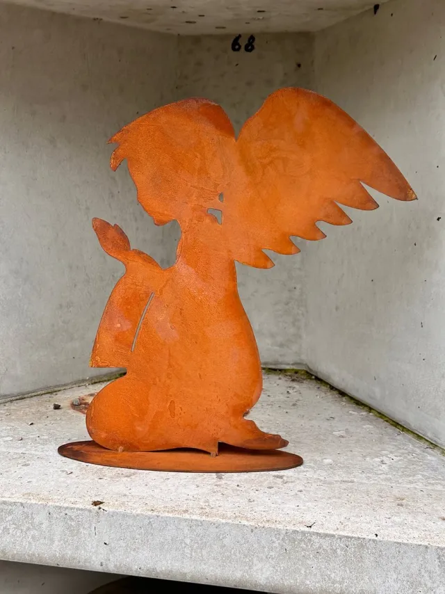 Afscheid & Troost Engel - Tuin - Graf - Cadeau - Decoratie - Edel roest - Herinnering AF-128T roestbruin