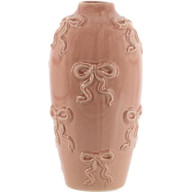 homebound by ky Aardewerk vaas Bows roze | bloemenvaas | 17,5x17,5x35cm