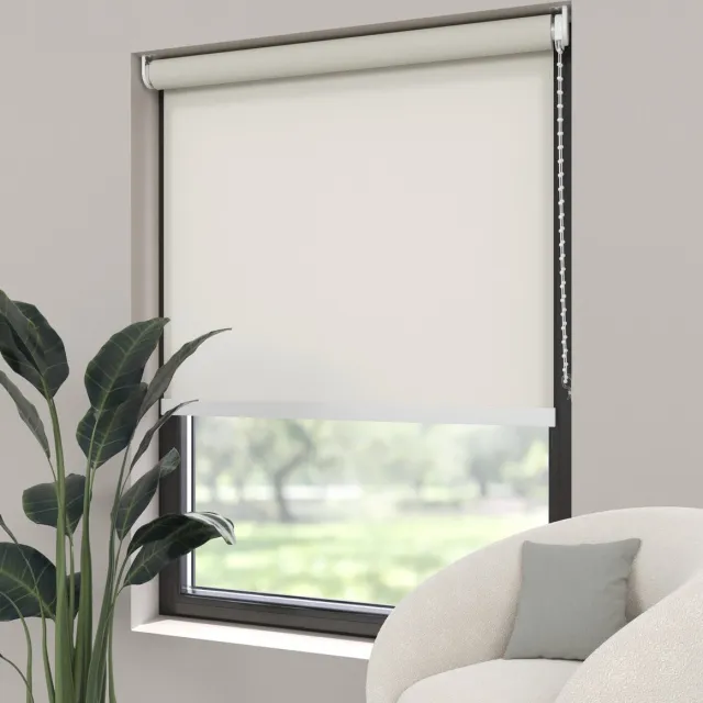Dutchblinds Rolgordijn - lichtdoorlatend - Parel Wit - 240x190cm - Raamdecoratie op maat