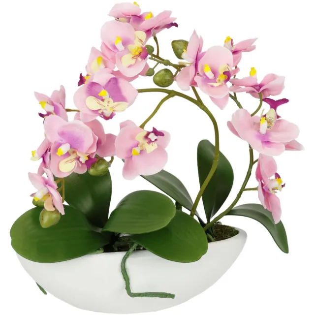 Unyqoos ® Kunstmatige Orchideeën Arrangement in Elegante Sierpot voor Tafeldecoratie en Interieur Design roze