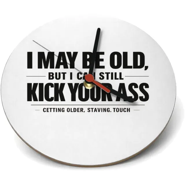 Mr Cadeautjes Klok rond Ø 19 - design Minimalistische verjaardagsstatement met zelfspot over energ | cadeau Wit