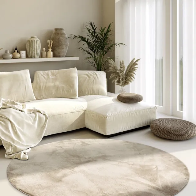 Villeroy & Boch Rond Hoogpolig vloerkleed Leon - Creme 160cm rond Ø