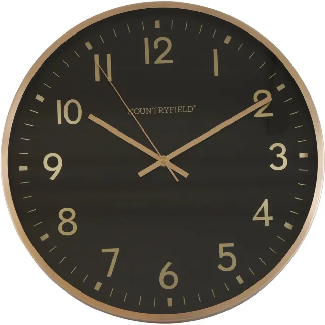 Decostar Wandklok copper 40x40x5cm zwrt/goud Zwart