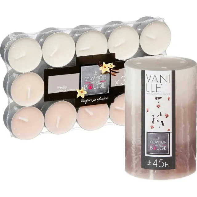 Atmosphera Geurkaarsen set - 1x stompkaars en 30x theelichtjes - Vanille Creme