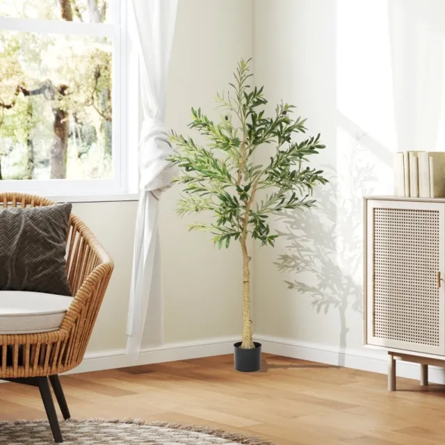 MODFU Kunstplant - Olijfboom - Voor Binnen - Kunststof - Groen - 150 Cm Green