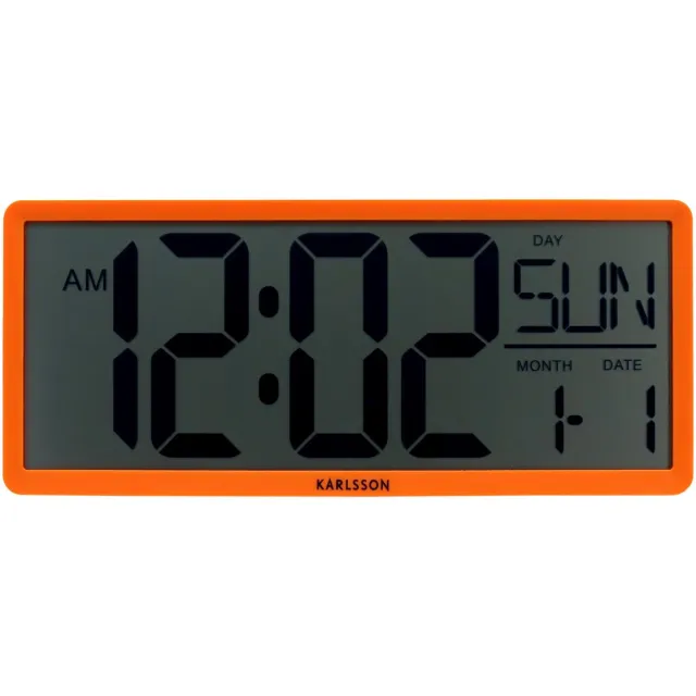 Karlsson Wandklok Retro LCD - Oranje - 34.8x2.7x14.8cm - Wandklok Scandinavisch