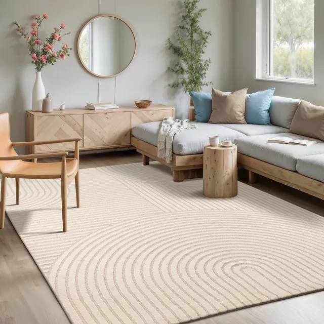 Mia´s Teppiche Mia’s Teppiche Atlas – modern vloerkleed met 3D structuur, fluweelzacht & onderhoudsvriendelijk, beige, 200 x 290 cm