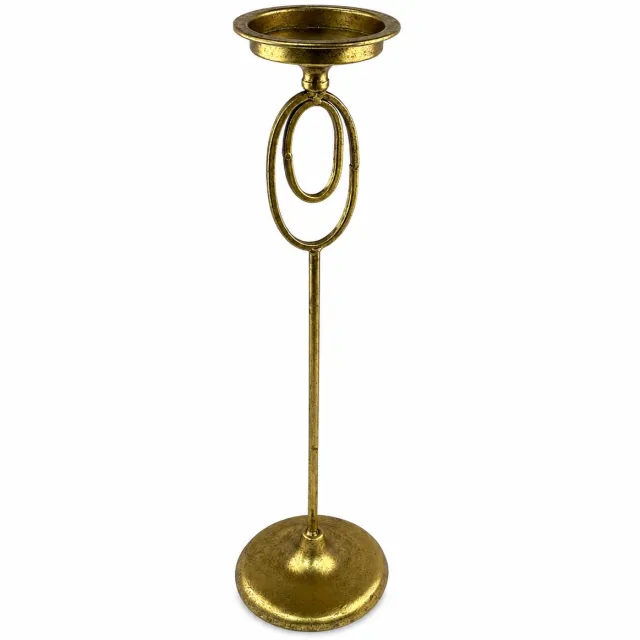WDMT Rovlin Gouden Dinertafel Kandelaar 55 cm – Hoge Metalen Kaarsenhouder 14 x 14 x 55 cm – Luxe Tafeldecoratie voor Kerstdiner, Bruiloft en Feestdagen – Goud